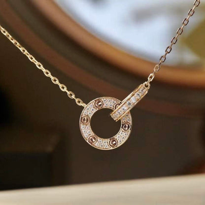 [Luna Brilliance] LOVE  FULL DIAMOND PENDANT NECKLACE