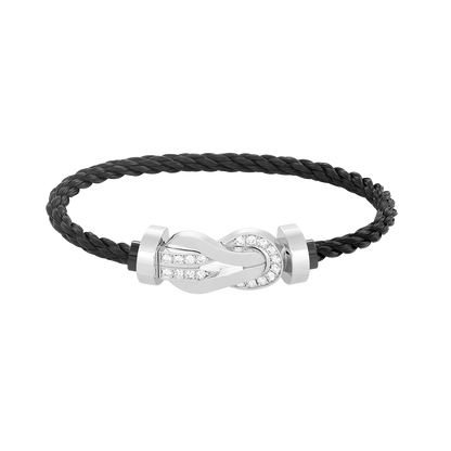 [Luna Brilliance]CHANCE LARGE 8 FIGURE BUCKLE HALF DIAMOND BRACELET SILVER