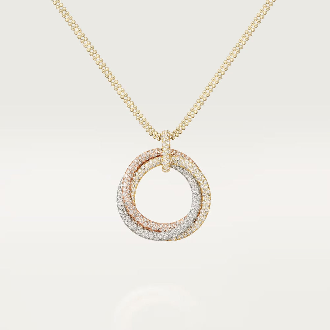 [Luna Brilliance] TRINITY LARGE FULL DIAMOND  NECKLACE