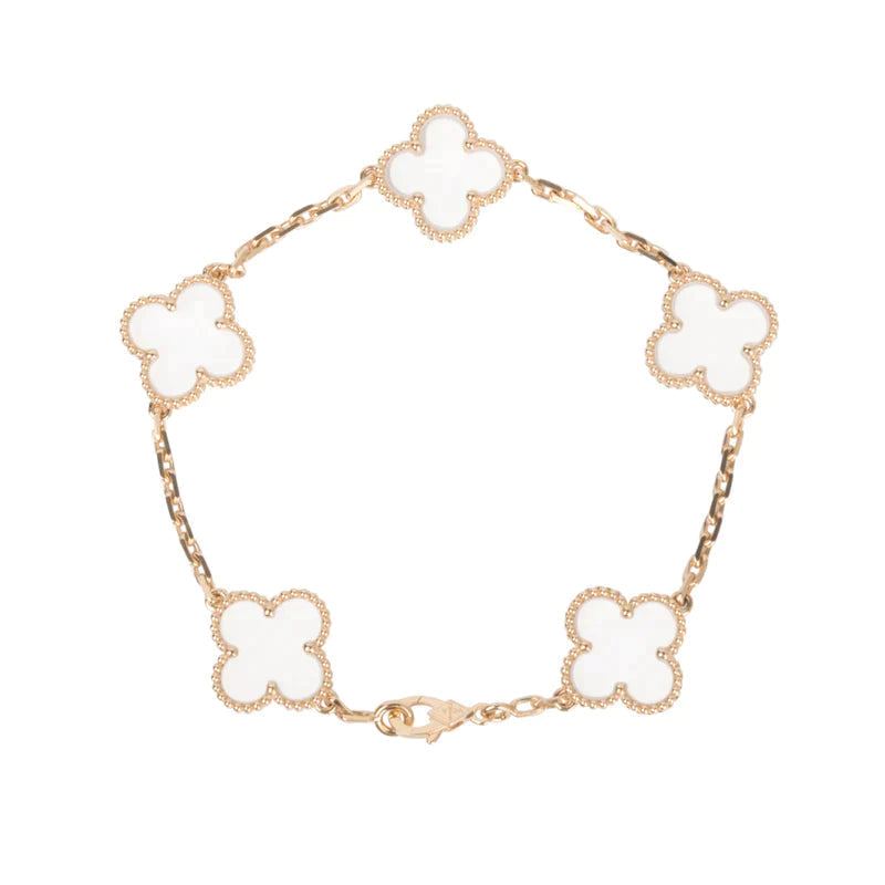 [Luna Brilliance]CLOVER 5 MOTIF ROCK CRYSTAL BRACELET