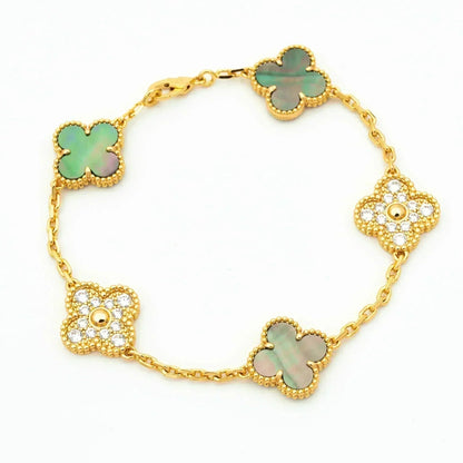 [Luna Brilliance] CLOVER 5 MOTIF GRAY MOP BRACELET COLLECTION
