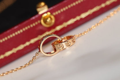 [Luna Brilliance]LOVE NECKLACE PINK GOLD AND SILVER