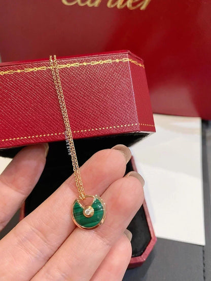 [Luna Brilliance]AMULETTE ROSE GOLD MALACHITE NECKLACE