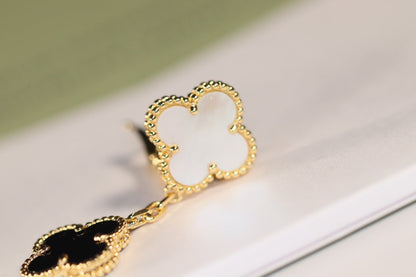 [Luna Brilliance]CLOVER EARRINGS GOLD ONYX MOP 3 MOTIF