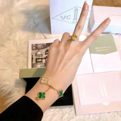 [Luna Brilliance] CLOVER 5 MOTIF MALACHITE BRACELET COLLECTION
