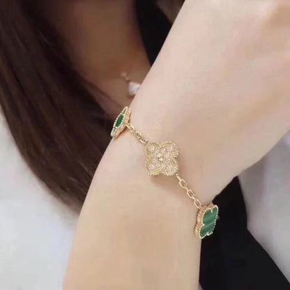 [Luna Brilliance] CLOVER 5 MOTIF MALACHITE BRACELET COLLECTION