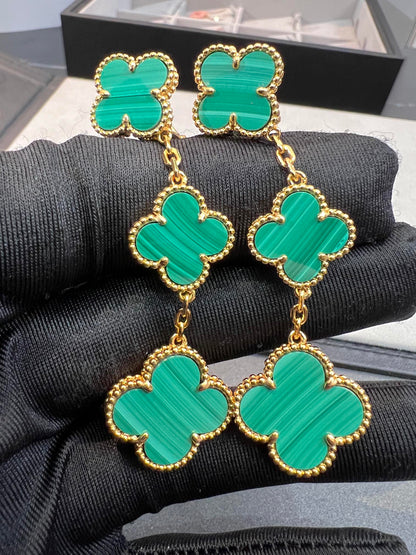 [Luna Brilliance]CLOVER MALACHITE 3 MOTIFS GOLD