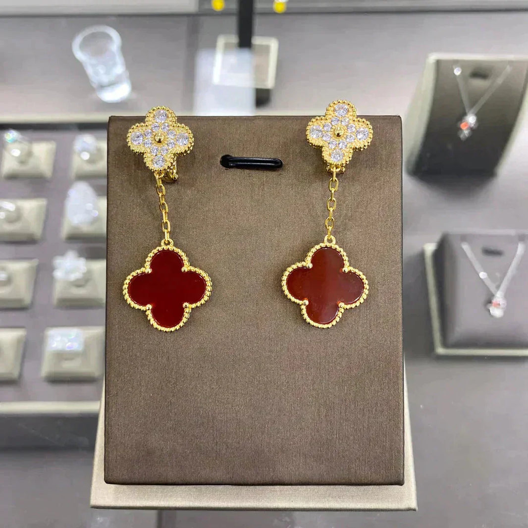 [Luna Brilliance]CLOVER  2 MOTIFS  DIAMOND  EARRINGS (MULTIPLE CHOICESç´