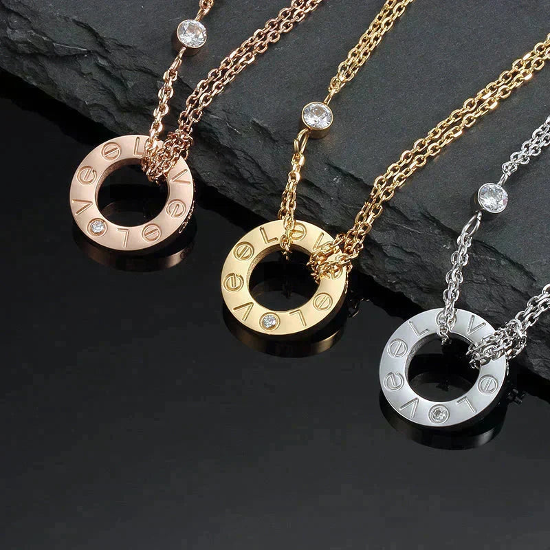 [Luna Brilliance] LOVE NECKLACE 16MM 2 DIAMONDS