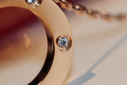 [Luna Brilliance]LOVE NECKLACE 16MM 6 DIAMONDS PINK GOLD