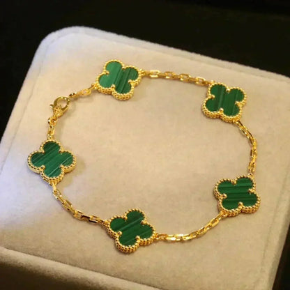 [Luna Brilliance] CLOVER 5 MOTIF MALACHITE BRACELET COLLECTION