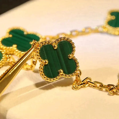 [Luna Brilliance] CLOVER 5 MOTIF MALACHITE BRACELET COLLECTION