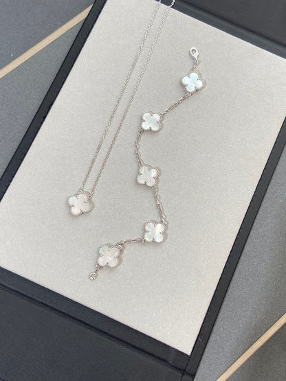 [Luna Brilliance]CLOVER WHITE PEARL MOP 5 MOTIF BRACELET COLLECTION