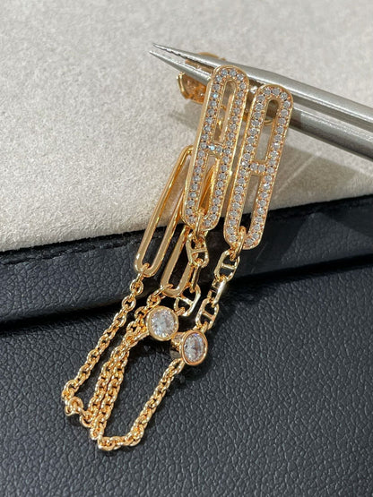 [Luna Brilliance]CHAINE CHAOS DIAMOND DROP EARRINGS