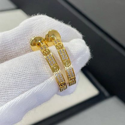 [Luna Brilliance] LOVE EARRINGS 3.6MM DIAMOND PAVED