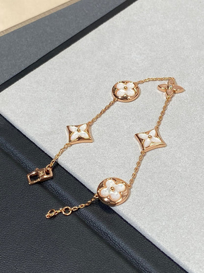 [Luna Brilliance]STAR AND SUN 5 MOTIF MOP PINK GOLD BRACELET