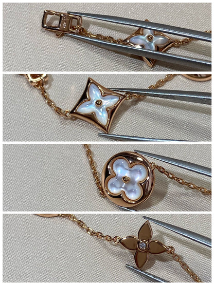 [Luna Brilliance]STAR AND SUN 5 MOTIF MOP PINK GOLD BRACELET