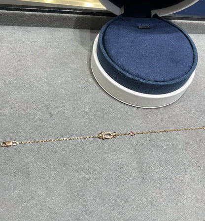 [Luna Brilliance]FORCE 10 DIAMOND CHAIN LINK PINK GOLD BRACELET
