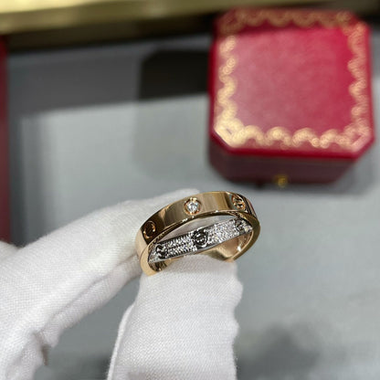 [Luna Brilliance] LOVE PINK GOLD SILVER DIAMOND DOUBLE RING