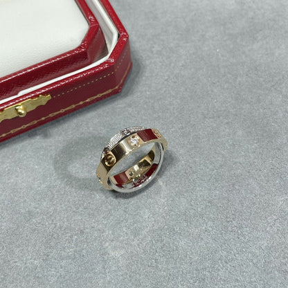 [Luna Brilliance] LOVE PINK GOLD SILVER DIAMOND DOUBLE RING