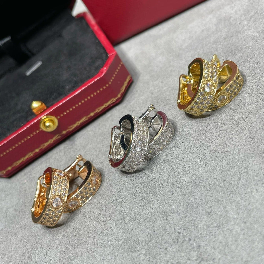 [Luna Brilliance]LOVE 5.5MM DIAMOND PAVED EARRINGS
