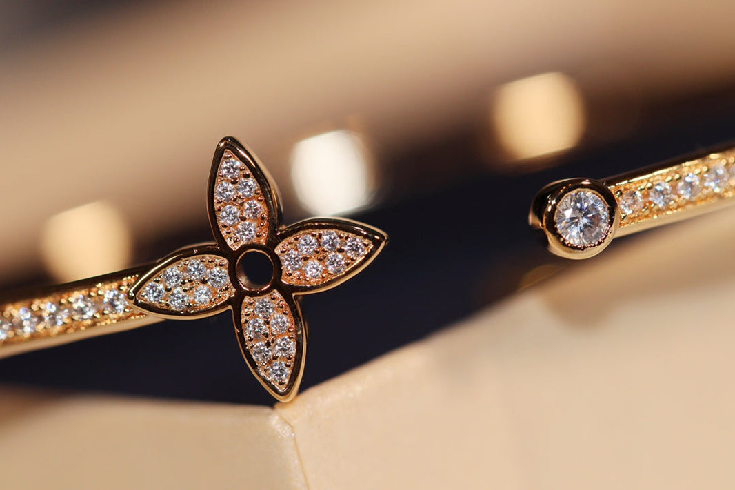 [Luna Brilliance]IDYLLE GOLD OPEN BRACELET DIAMOND PAVED
