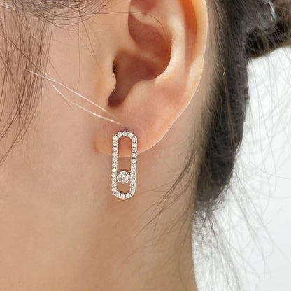 [Luna Brilliance]MOVE UNO STUD DIAMOND PAVED EARRINGS