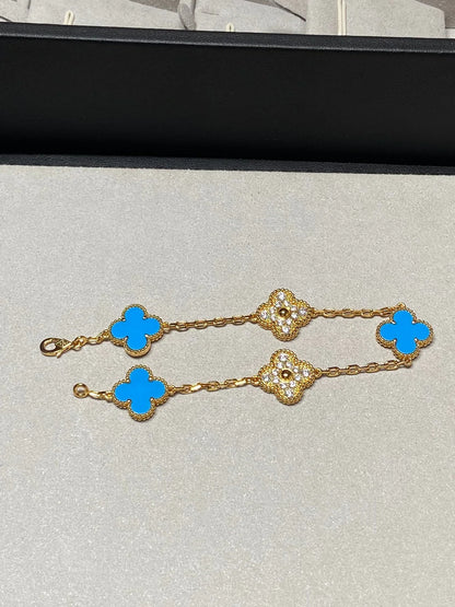 [Luna Brilliance] CLOVER 5 MOTIF BLUE AGATE BRACELET COLLECTION