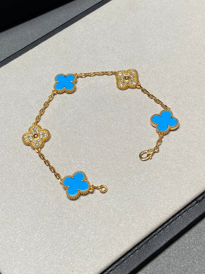 [Luna Brilliance] CLOVER 5 MOTIF BLUE AGATE BRACELET COLLECTION