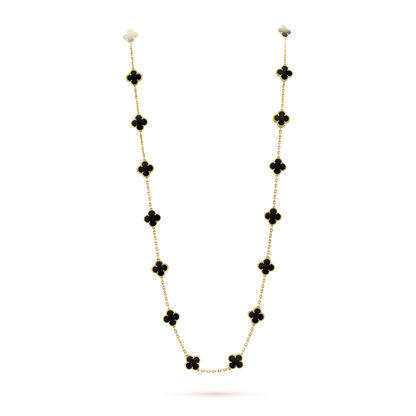 [Luna Brilliance]CLOVER 20 MOTIFS ONYX NECKLACE