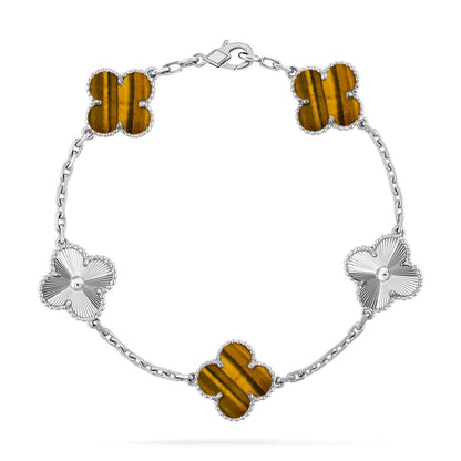 [Luna Brilliance] CLOVER 5 MOTIFS TIGER EYE BRACELET COLLECTION
