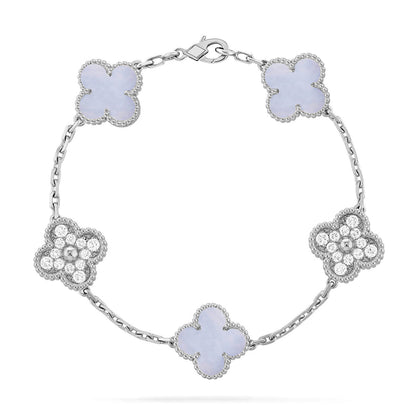 [Luna Brilliance] CLOVER 5 MOTIF PURPLE CHALCEDONY BRACELET COLLECTION