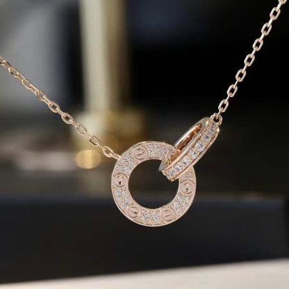 [Luna Brilliance] LOVE  FULL DIAMOND PENDANT NECKLACE