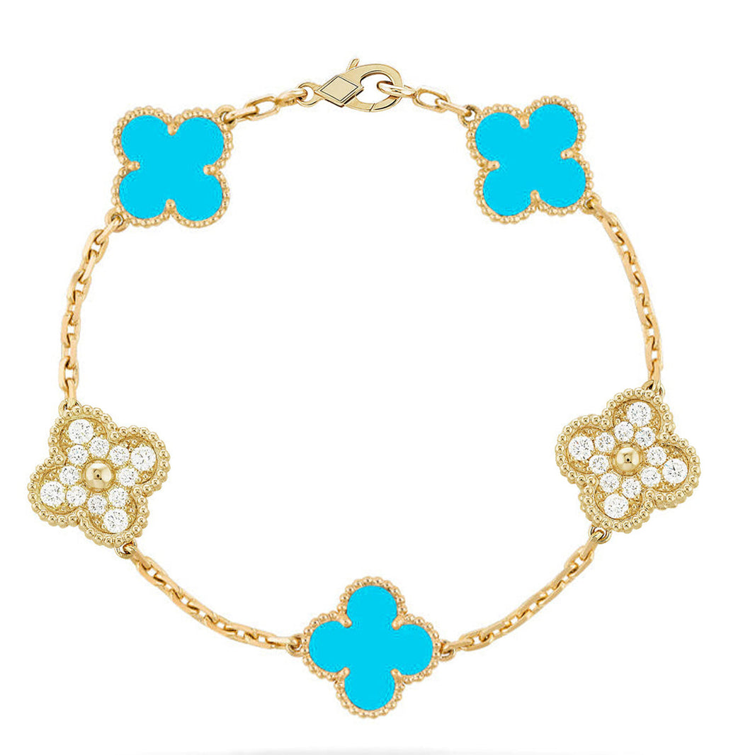 [Luna Brilliance] CLOVER 5 MOTIF TURQUOISE BRACELET COLLECTION
