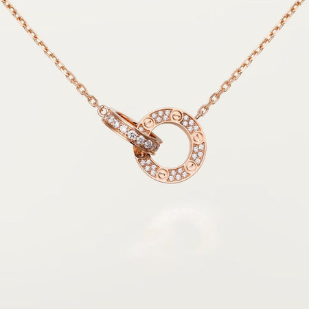 [Luna Brilliance] LOVE  FULL DIAMOND PENDANT NECKLACE
