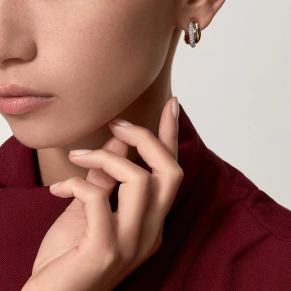 [Luna Brilliance] TRINITY HALF DIAMOND  CLASSIC EARRINGS