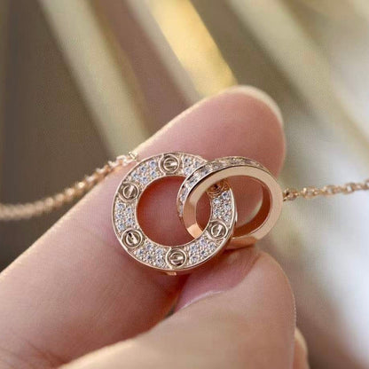 [Luna Brilliance] LOVE  FULL DIAMOND PENDANT NECKLACE