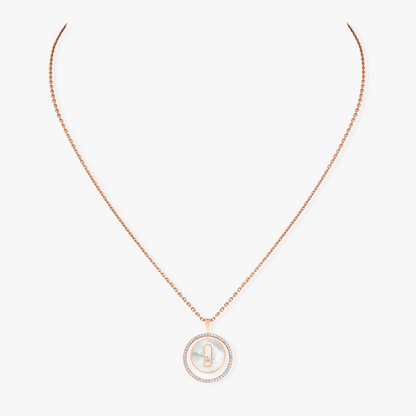 [Luna Brilliance]LUCKY MOVE 1 DIAMOND WHITE MOTHER OF PEARL PINK GOLD DIAMOND NECKLACE