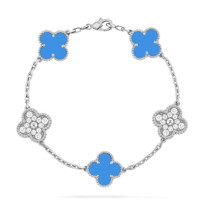 [Luna Brilliance] CLOVER 5 MOTIF BLUE AGATE BRACELET COLLECTION