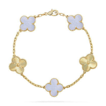 [Luna Brilliance] CLOVER 5 MOTIF PURPLE CHALCEDONY BRACELET COLLECTION