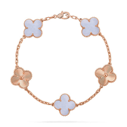 [Luna Brilliance] CLOVER 5 MOTIF PURPLE CHALCEDONY BRACELET COLLECTION