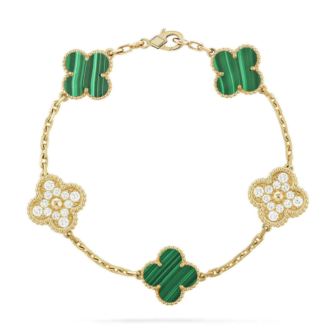 [Luna Brilliance] CLOVER 5 MOTIF MALACHITE BRACELET COLLECTION