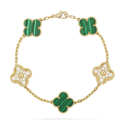 [Luna Brilliance] CLOVER 5 MOTIF MALACHITE BRACELET COLLECTION
