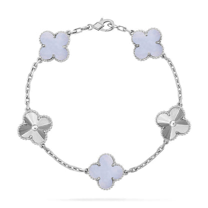 [Luna Brilliance] CLOVER 5 MOTIF PURPLE CHALCEDONY BRACELET COLLECTION