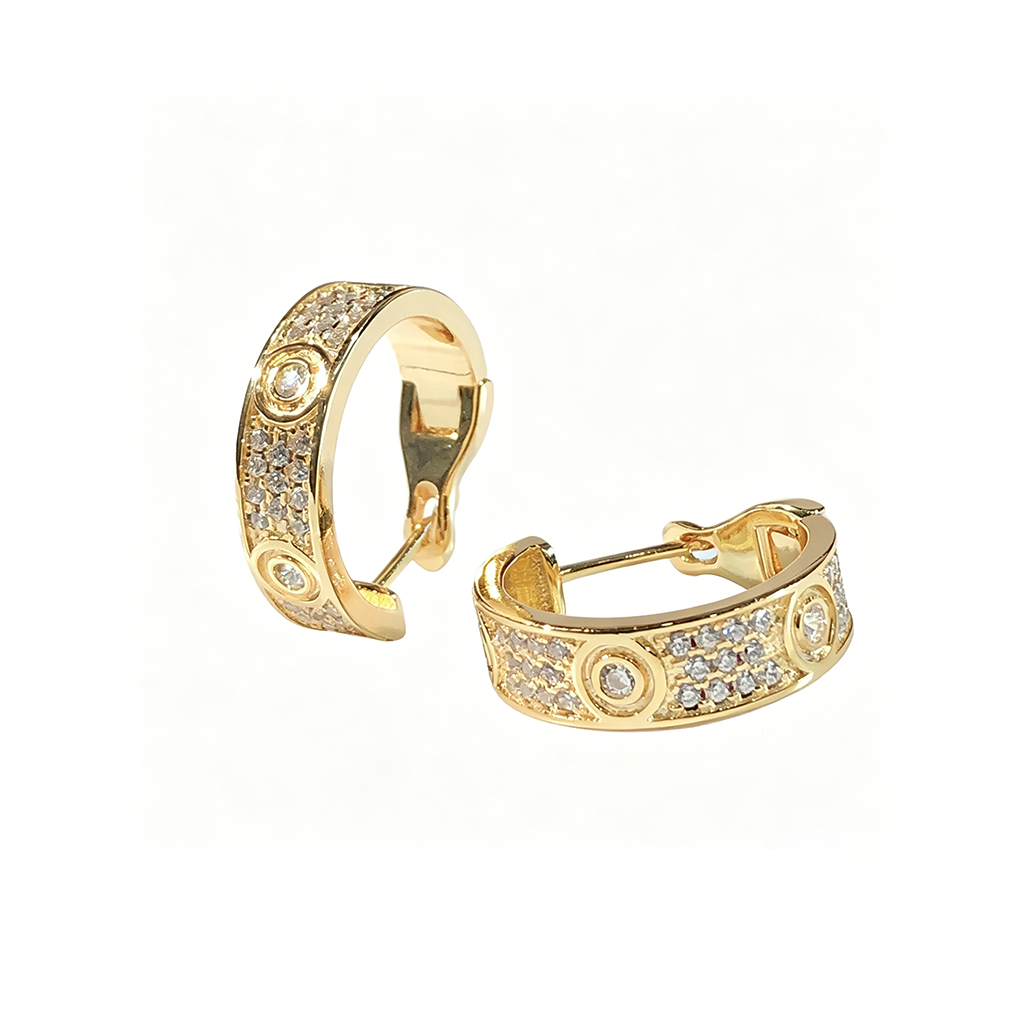 [Luna Brilliance] LOVE 5.5MM DIAMOND PAVED EARRINGS