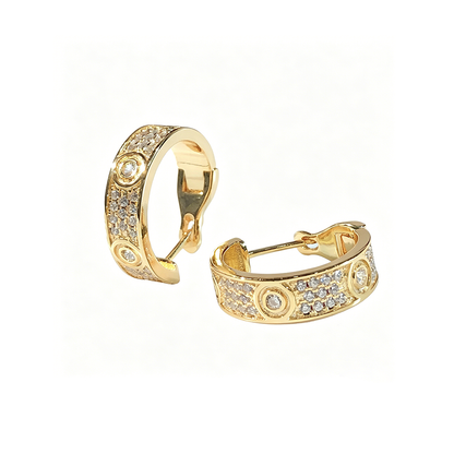 [Luna Brilliance] LOVE 5.5MM DIAMOND PAVED EARRINGS