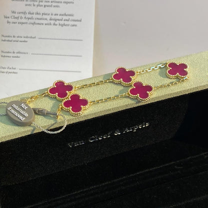 [Luna Brilliance]NEW CLOVER 5 MOTIFS PINK ENAMEL BRACELET