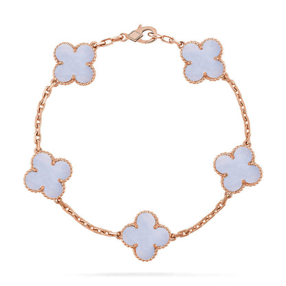[Luna Brilliance] CLOVER 5 MOTIF PURPLE CHALCEDONY BRACELET COLLECTION