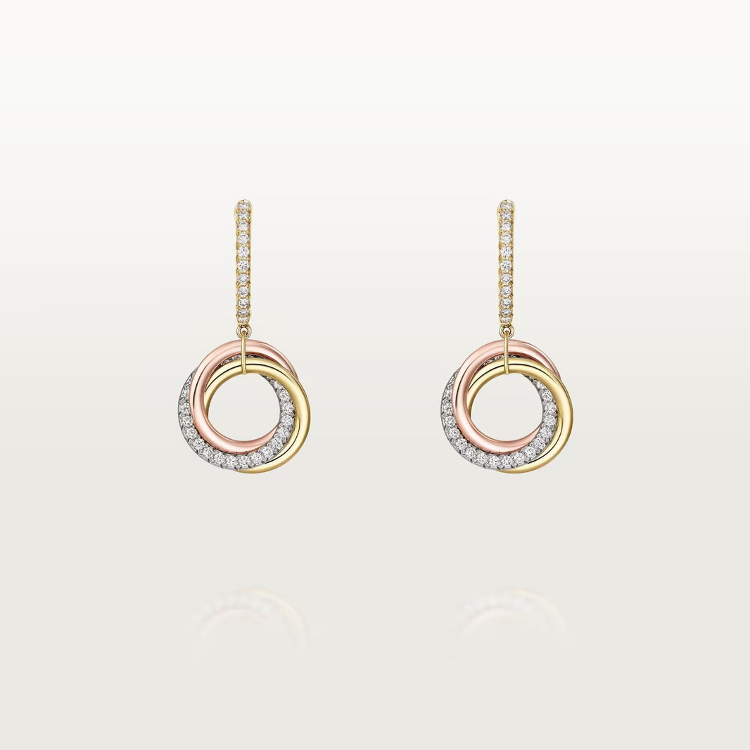 [Luna Brilliance] TRINITY HALF DIAMOND  EARRINGS