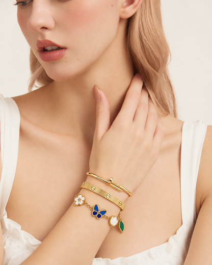 [Luna Brilliance]Clover Lucky Spring & Love & Juste Garden 3-Piece  Bracelet Stack Set